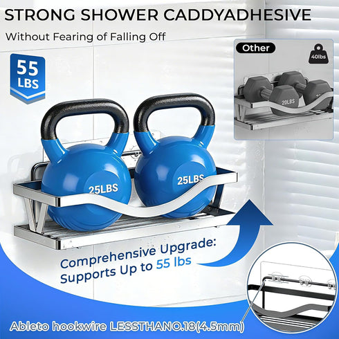 HOREAKHJ 14 Pack Shower Caddy Adhesive Replacement, Strong Adhesive Hooks, Waterproof Shower Adhesive Strips, No