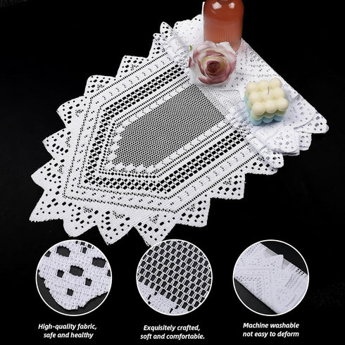 Sopoloray 2 Pack 13.6x44.9 Inch Lace Rectangular Table Runner,White Dresser Scarf Doilies,Coffee Table Runner
