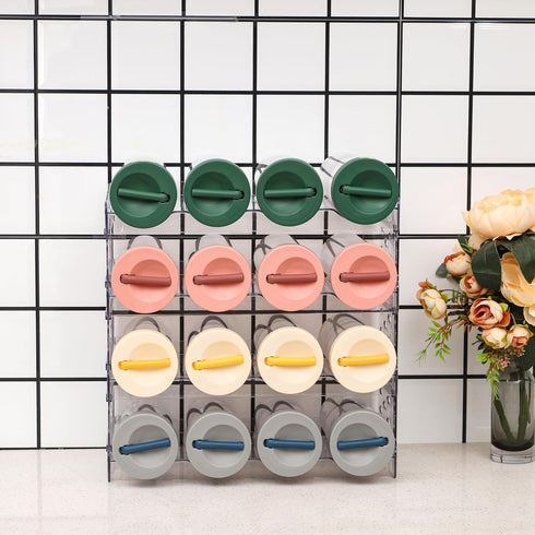 Clear Water Bottle Organizer, 4 Pack Stackable Bottle Storage Rack for Wine and Tumbler, Cabinet Organization
