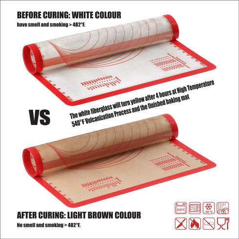 Silicone Baking Mat Set of 4, GUANCI Non-Stick Reusable Pizza Bakeware Mat for Making Cookies, Pizza, Pastry, Bread