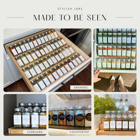 36 Pack Set, 4oz Glass Spice Jars with Labels with Metal Lids and Shakers Farmhouse Small Clear Empty Spice Bottles