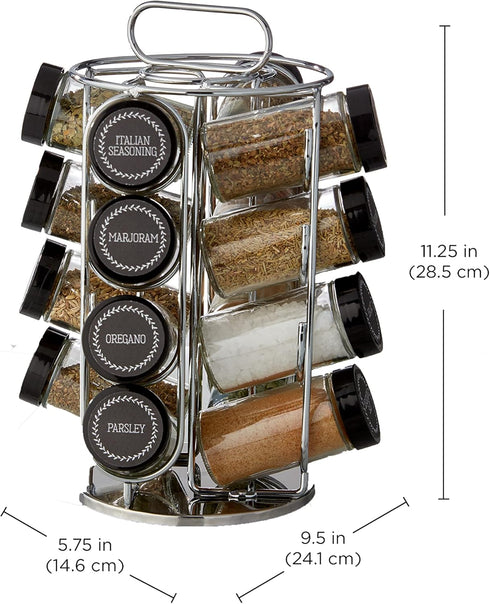 16 Countertop 5 Kamenstein Jar Montauk Revolving Spice Rack Organizer with Spices Included, FREE Spice Refills