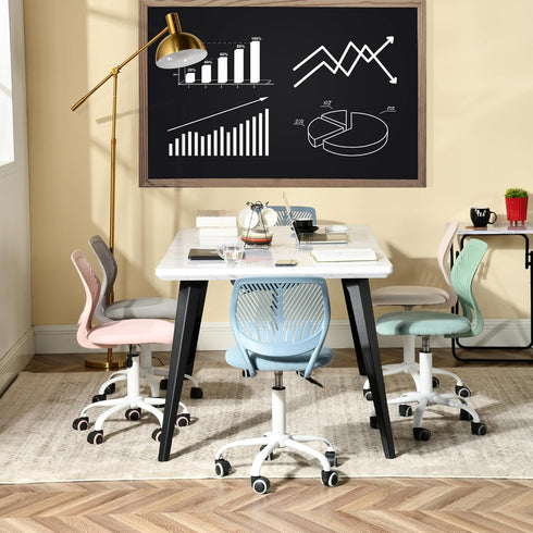 Armless 1PC) Homy Casa Home Office Desk Chair, Colorful Task Chair with Soft Mesh Padded Cushion, Height Adjustable