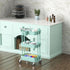 3-Tier Simple Houseware Multifunctional Rolling Utility Cart with Hanging Bucket, Turquoise