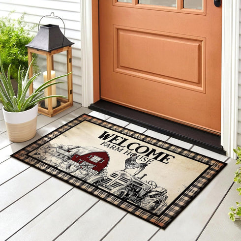 Bencailor 2 Pcs Farmhouse Kitchen Rugs, Non-Slip Washable Rooster Welcome Mats for Indoor Outdoor