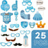 LASLU It's A Boy Baby Shower Party Photo Booth Props Set, 25pcs on Sticks