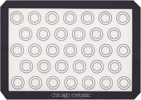 Chicago Metallic Silicone Pastry Mat with Measurements, Baking Mat with Cookie Marks, Gray 16.5x11.5 Inch