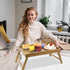 VaeFae Acacia Bed Table Tray, Wooden Breakfast Tray with Folding Legs, Bed Tray for Eating and Laptop, Eating Trays