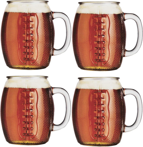 Oktoberfest 37 Oz Football Fan Glass Cups Fun Jumbo Drinking Mug -