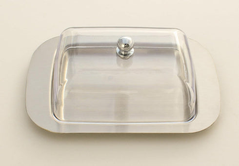 Zoie + Chloe Stainless Steel Butter Dish with Easy to Hold Lid