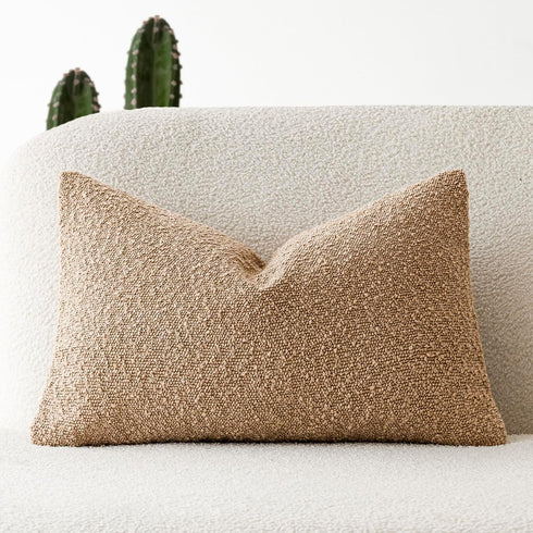 Foindtower Textured Boucle Throw Pillow Covers Accent Solid Lumbar Pillow Cases Cozy