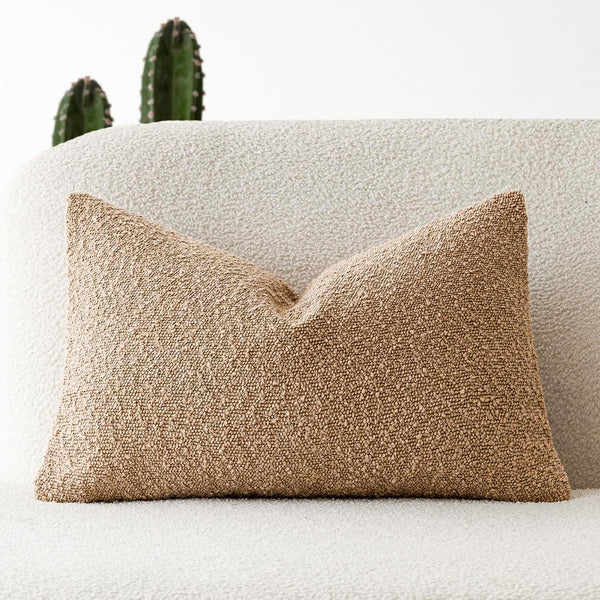 Foindtower Textured Boucle Throw Pillow Covers Accent Solid Lumbar Pillow Cases Cozy