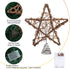 LAWOHO 10-inch Rustic Brown Rattan Christmas Tree Topper Star with 10 Warm White Lights and Timer Functions
