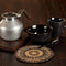 VHC Brands Round Circle Trivet Hot Pad, 8 Inches, Brown Black Tan, Jute Blend for Pots and Pans