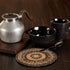 VHC Brands Round Circle Trivet Hot Pad, 8 Inches, Brown Black Tan, Jute Blend for Pots and Pans