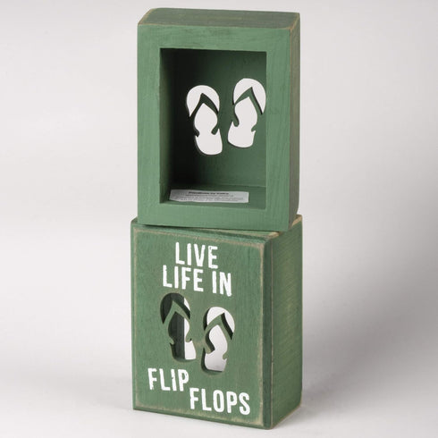 Primitives by Kathy 21005 Beach House Décor Box Sign, Flip Flops, 3 x 4-Inches