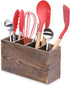 WuGeShop 4 Compartment Wooden Utensil Holder, Kitchen Countertop Organizer for Cooking Tools Storage