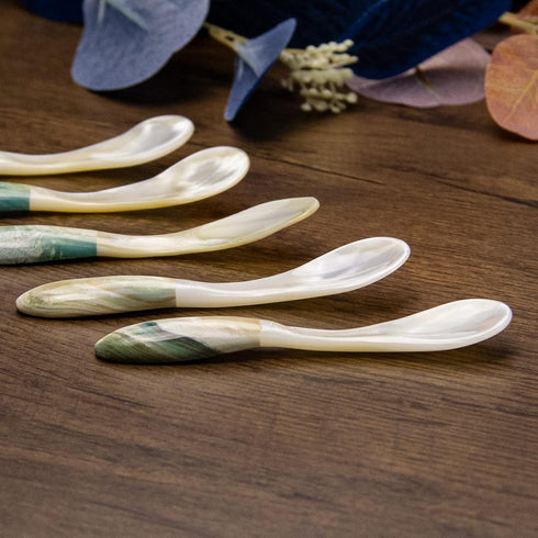 DUEBEL Mother of Pearl Caviar Spoons, 4' Luxury Handmade Spoons for Serving (5pcs)