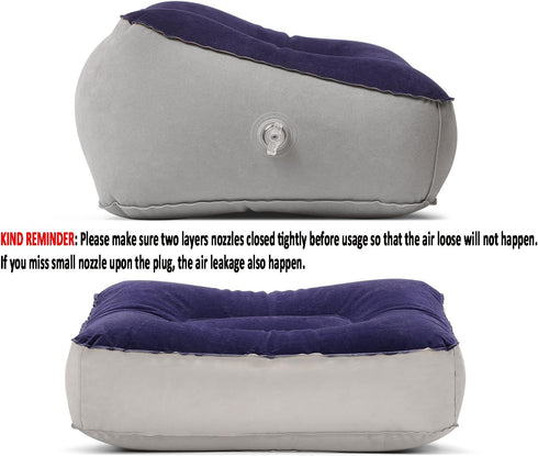 STYDDI Inflatable Foot Rest Pillow, 2 Pack Portable Leg Rest for Airplane, Train, Car, Home