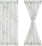 FMFUNCTEX Green White Sheer French Door Curtains 40 Inches Long, 50 Inches Wide, 1 Panel with Tieback, Branch Tree Print