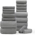 18 Piece Bath Towels Set,Ultra Soft Family Bathroom Towel Set with Hanging