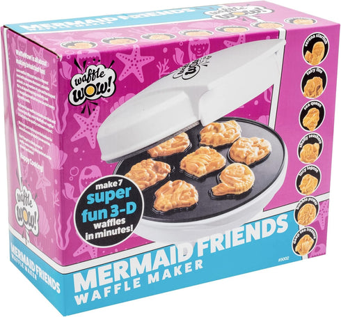 Mermaid Waffle Maker, Create 7 Different Shaped Waffles, Electric Nonstick Waffler Iron for Kids & Adults