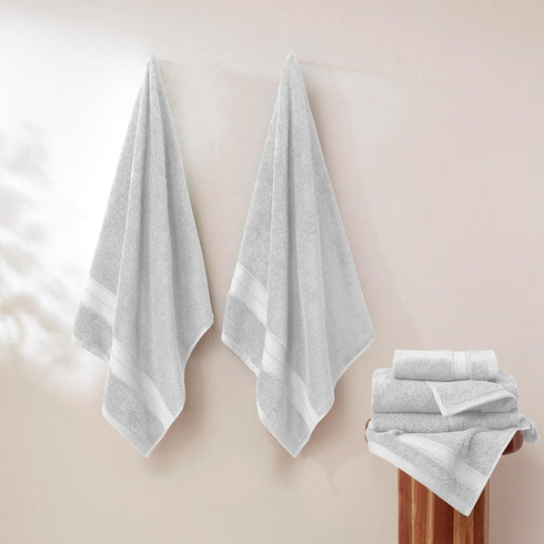 6-Piece 100% Set 600 Modern Threads - Spun Loft Combed Cotton Towel - Bath Towels, Hand Towels, & Washcloths - Super