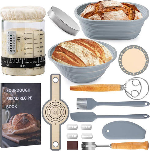 Angadona Sourdough Starter Kit, Sourdough Bread Baking Supplies, 40oz Sourdough Starter Jar,