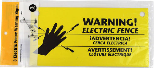 Zareba 680828 WS3 3-Pack Electric Fence Warning, 3 Signs