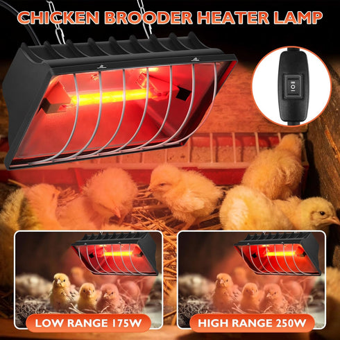 POMINEL Heat Lamp for Chickens Chicks, Chicken Coop Heater with Adjustable Temp Hanging Height for Winter