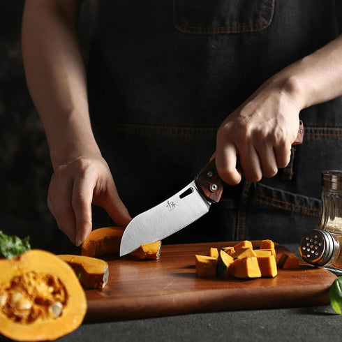 SENBON 440A Stainless Steel Lightweight Pocket Folding Chef Knife, Practical Camping Barbecue Kitchen Knife