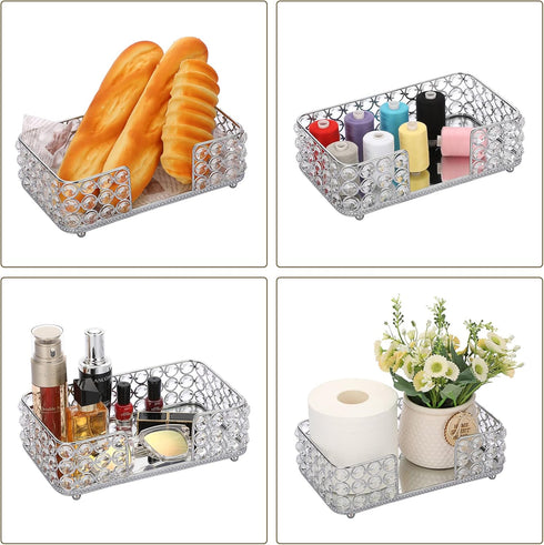 Sumnacon Countertop,Silver Stylish Bathroom Guest Towel Holder-Rectangle Crystal Napkin Holder for Guest Hand Towels