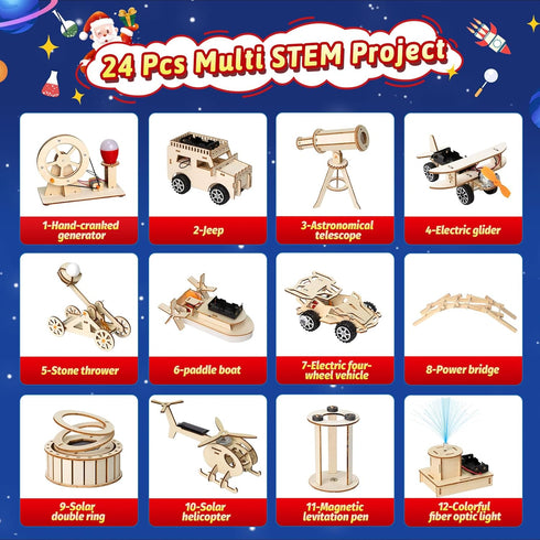 GULYMNA 24Pcs 2025 Countdown Stem Christmas Advent Calendar Diy STEM Advent Calendar Educational Science Kit Building