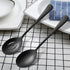 LIANYU 5-Piece Matte Black Serving Utensils Set, Stainless Steel Serving Set Include Serving Spoon Fork, Flatware Serving Pieces for Buffet Catering, Satin Finish, Dishwasher Safe by LIANYU