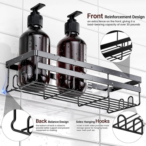 WOWBOX Shower Caddies 2 Pack, Adhesive Hanging Shelf, No Drilling Stainless Bathroom Organizers