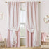 Lino Rosa Pink Blackout Curtains for Bedroom Nursery 2 Panels,Sheer White Overlay