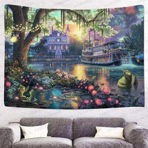 F-FUN SOUL Large 80x60inches Princess Palace Tapestry - Soft Flannel Wall Hanging for Living Room Bedroom Decor