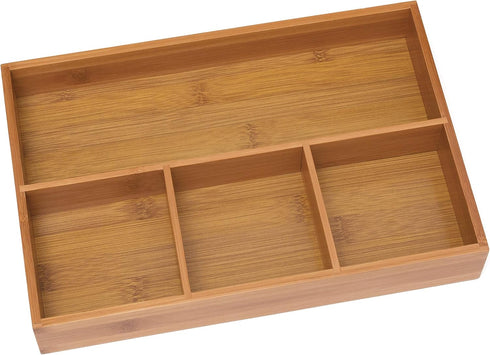 Lipper International Bamboo Wood 4-Compartment Organizer Tray, 11 5/8" x 7 7/8" x 1 3/4"