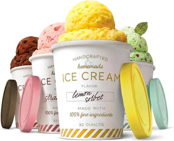 32 oz Ice Cream Containers with Airtight Silicone Lids ( 4-Pack )