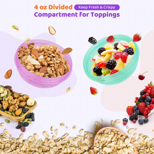 Torchero 4 Pack 20 oz Yogurt Parfait Cups with Lids Reusable - Overnight Oats Containers with Lids Folding Spoons