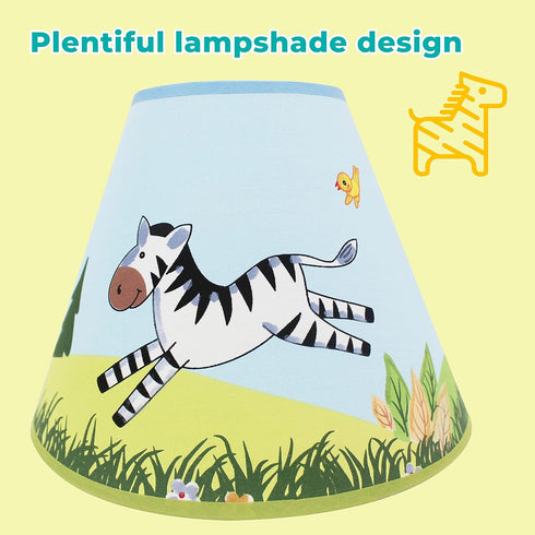 Fantasy Fields - Sunny Safari Animals Thematic Kids Table Lamp, for Girls & Boys Rooms with Printed Zebra Lampshade