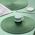 AHHFSMEI Round Braided Placemats Set of 6, 15 Inch Natural Woven Heat Resistant Table Mats (Olive Green)