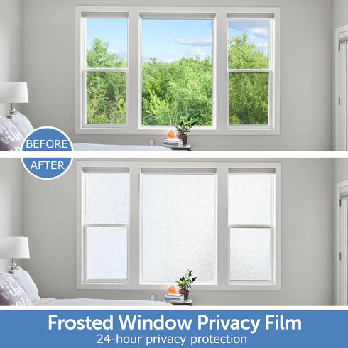 HIDBEA Frosted Window Privacy Film, Non Adhesive Static Cling Glass Stickers for Home Office, 23.6 x 78.7 Inch