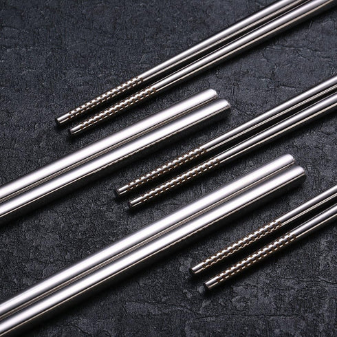 Devico 18/10 Stainless Steel Metal Chopsticks Set, Reusable, Dishwasher Safe (5 pairs)