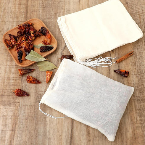 24PCS 6x8 Inch Spice Bags for Cooking, Reusable Muslin Drawstring Soap Bags for Loose Tea and Cheese Cloth Straining