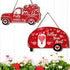 2 Pieces Valentine's Day Decor - Valentine's Day Heart Sign, Wooden Wall Decor, Happy Valentine's Day Truck Hanging