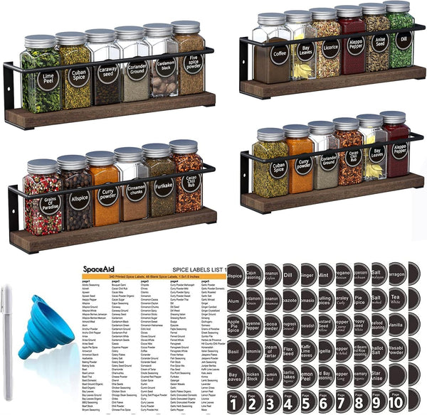 SpaceAid Spice Rack with 24 Spice Jars, 386 Spice Labels, Chalk Marker