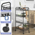 4-Tier 3 TOOLF Rolling Cart, Metal Utility Cart with Hooks, Easy Assemble Mobile Storage Trolley On Wheels, Metal