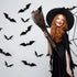 TDHDIKE 64 Pcs Halloween Decorations Black Bats Wall Decor, Reusable PVC 3D Stickers for Indoor Outdoor Party Decor