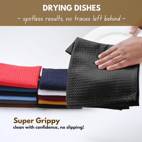 16x26 inches, 6-Pack, Native Fab Cotton Kitchen Towel with Hanging Loop Waffle Weave Kitchen Towels for Cleaning